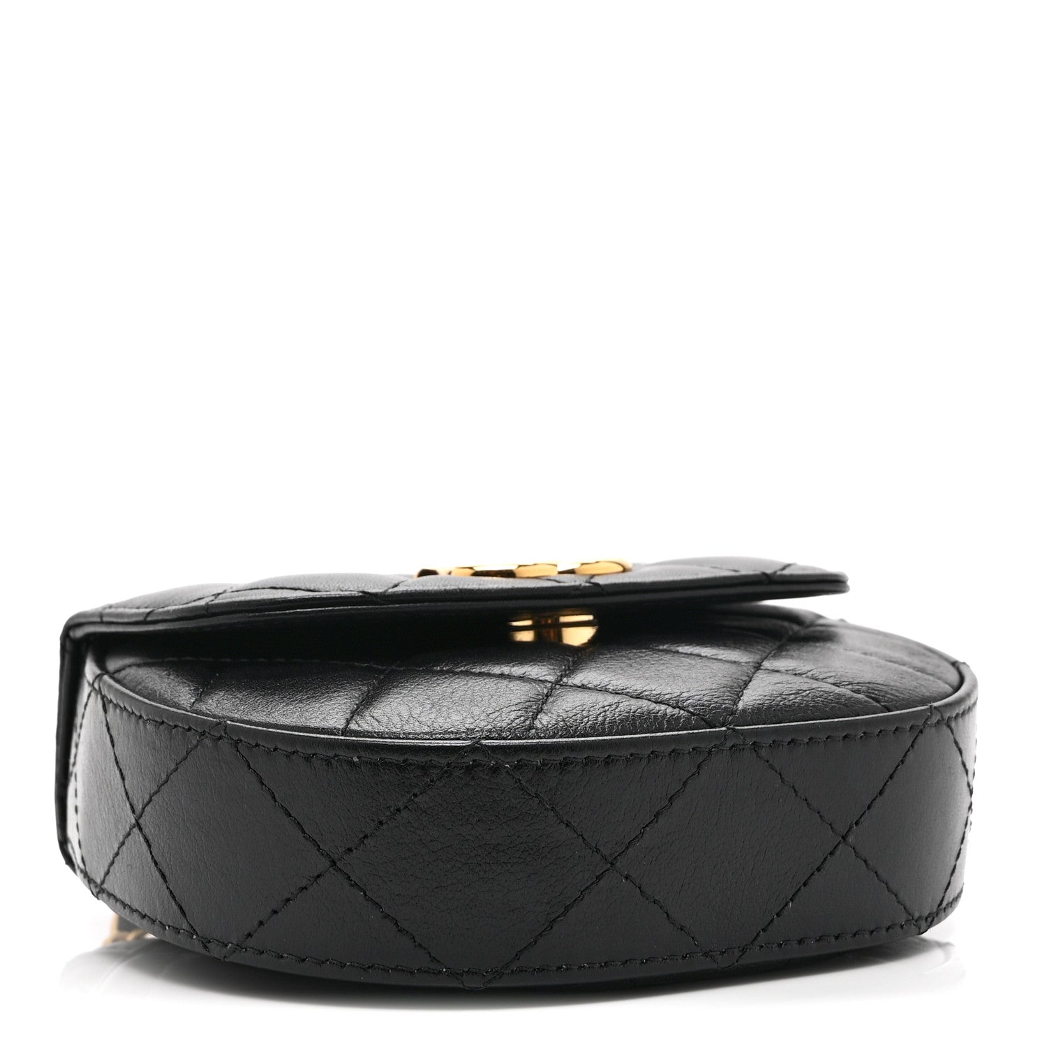 Chanel Shiny Aged Calfskin Quilted Mini Top Handle Clutch With Chain Black 4 of 10