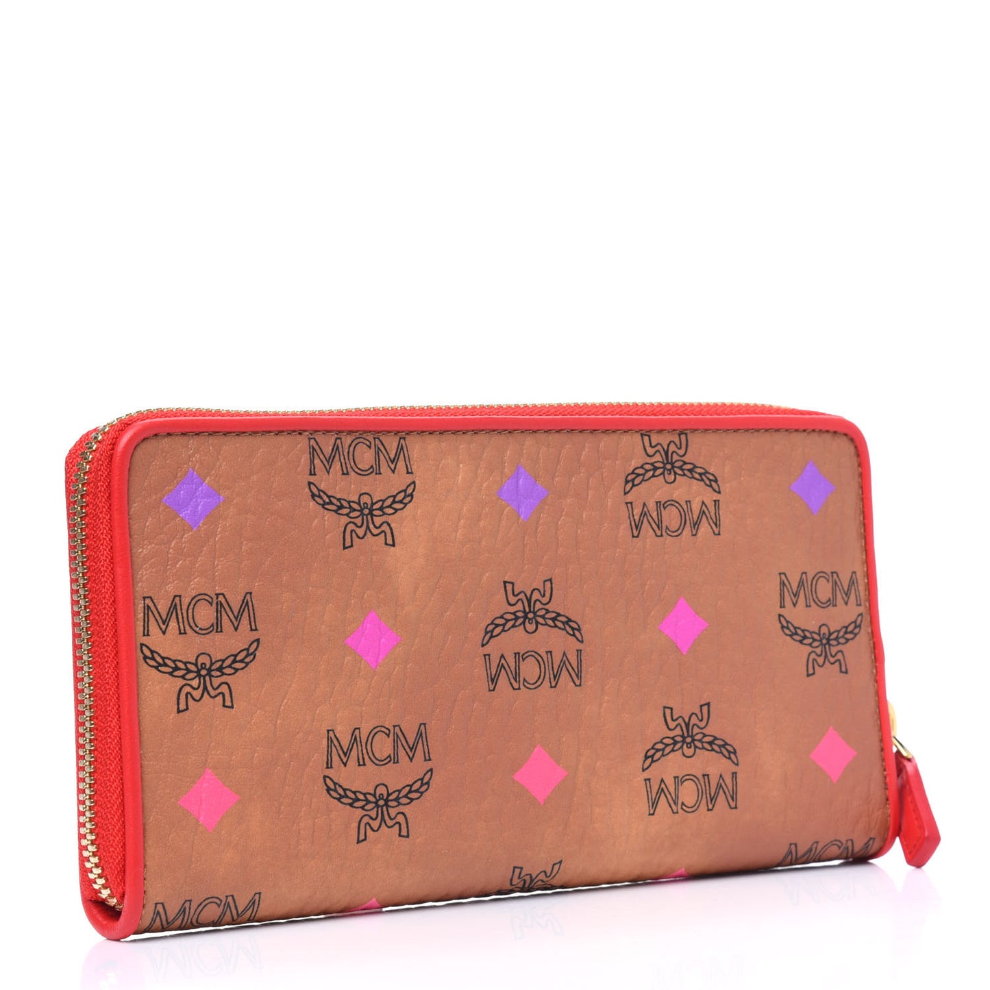 Skyoptic Visetos Zip Around Wallet Cognac Red
