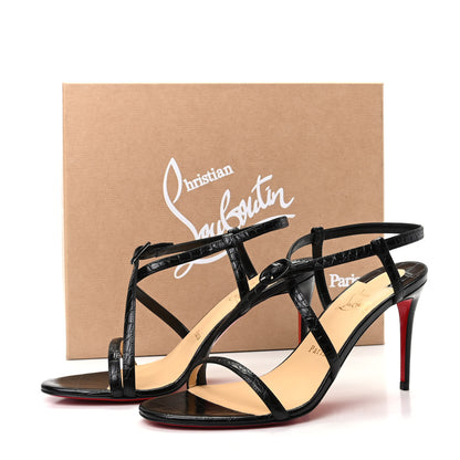 Christian Louboutin Calfskin Alligator Embossed Selima 85 Sandals 39.5 Black 8 of 8