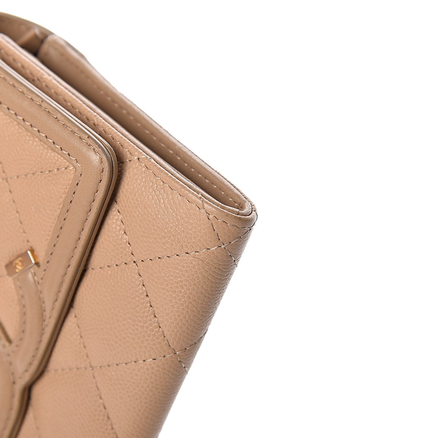 Caviar Quilted Medium Filigree Flap Wallet Beige