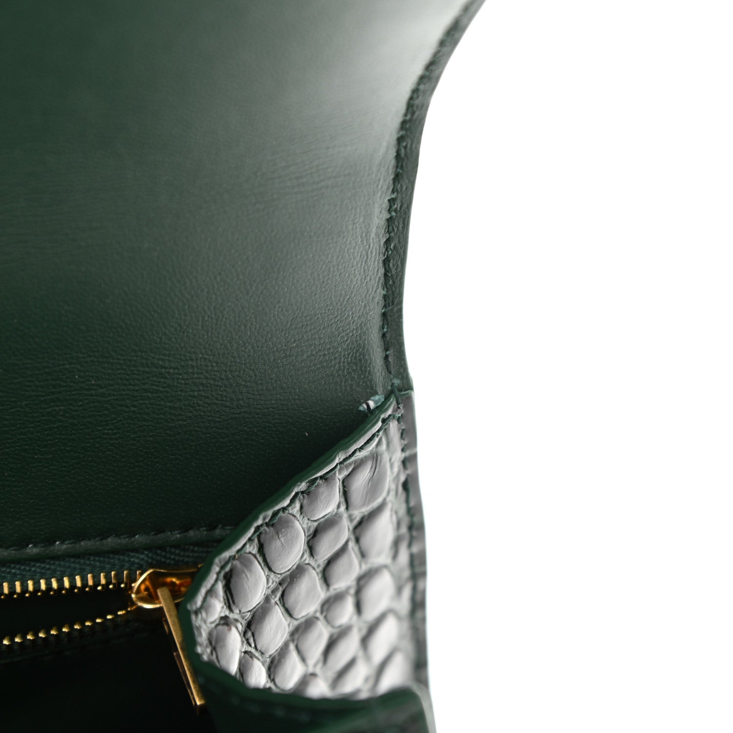 Balenciaga Shiny Calfskin Crocodile Embossed Small Hourglass Top Handle Bag Forest Green 8 of 11