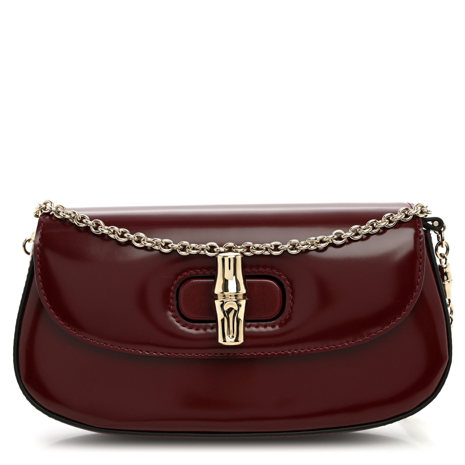 Gucci Shiny Calfskin Small Bamboo Night Bag Rosso Ancora 1 of 9