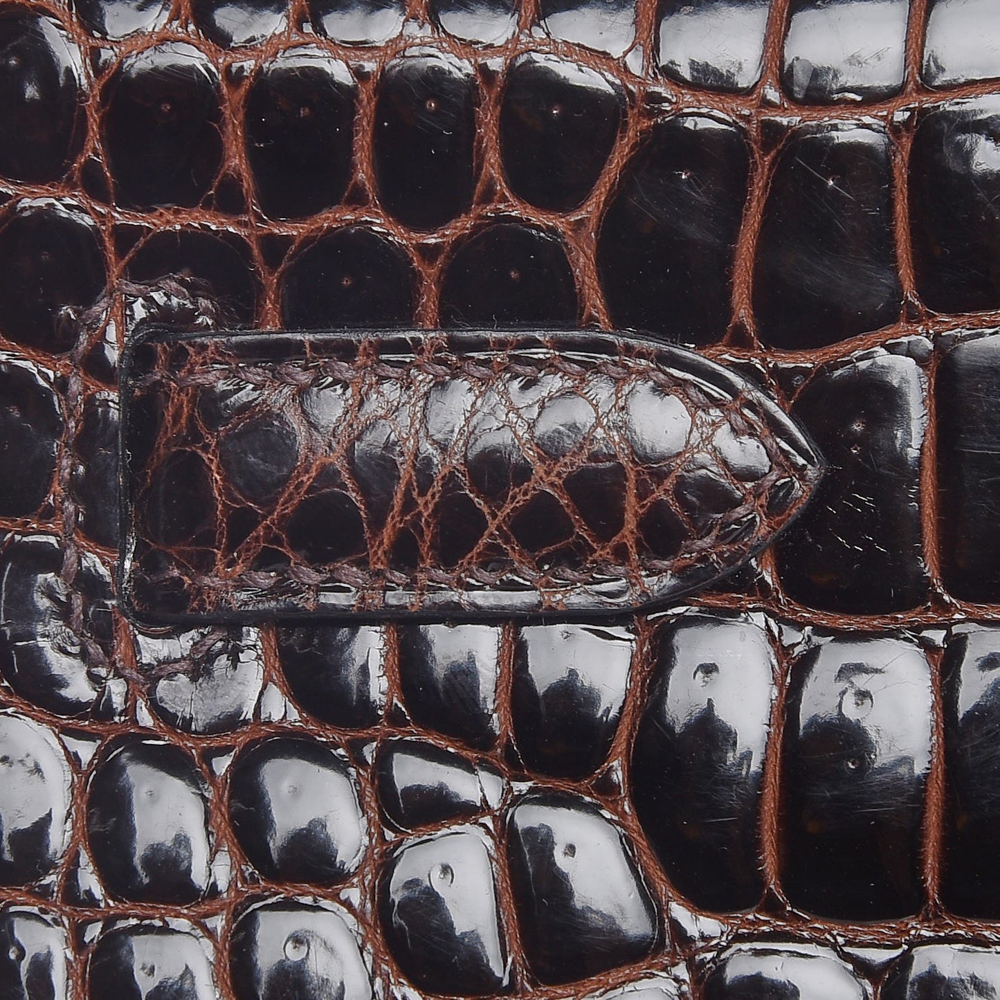 Shiny Porosus Crocodile Kelly Sellier 35 Havane