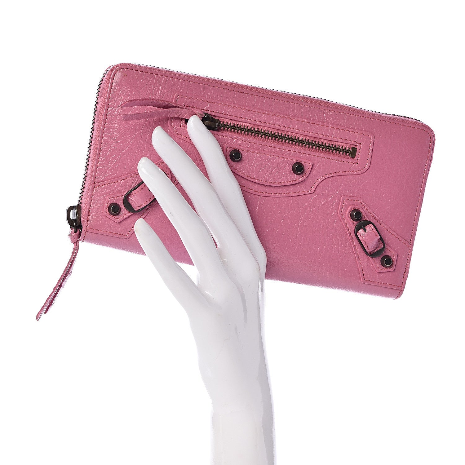 Balenciaga Agneau Classic Hardware Continental Zip Around Wallet Rose Guimauve 2 of 8