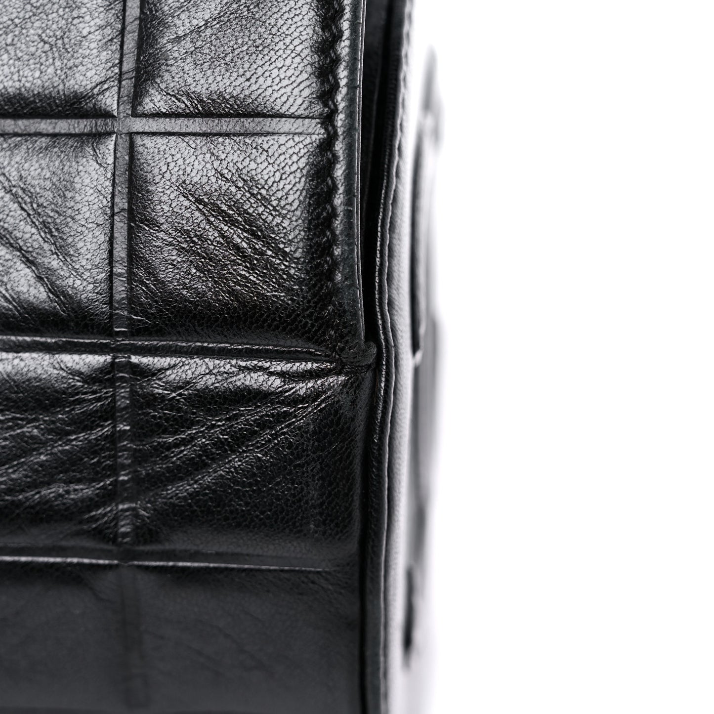 Lambskin Chocolate Bar Quilted Bag Black