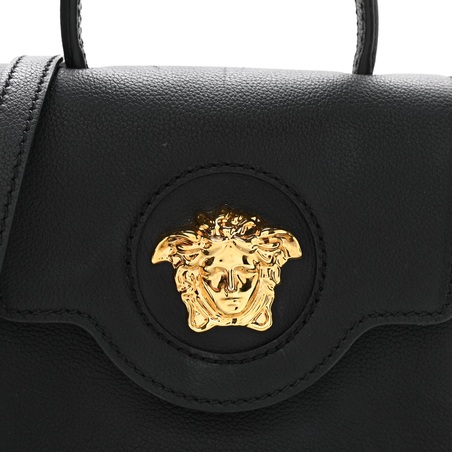 Versace Grained Calfskin Small La Medusa Top Handle Bag Black 8 of 12