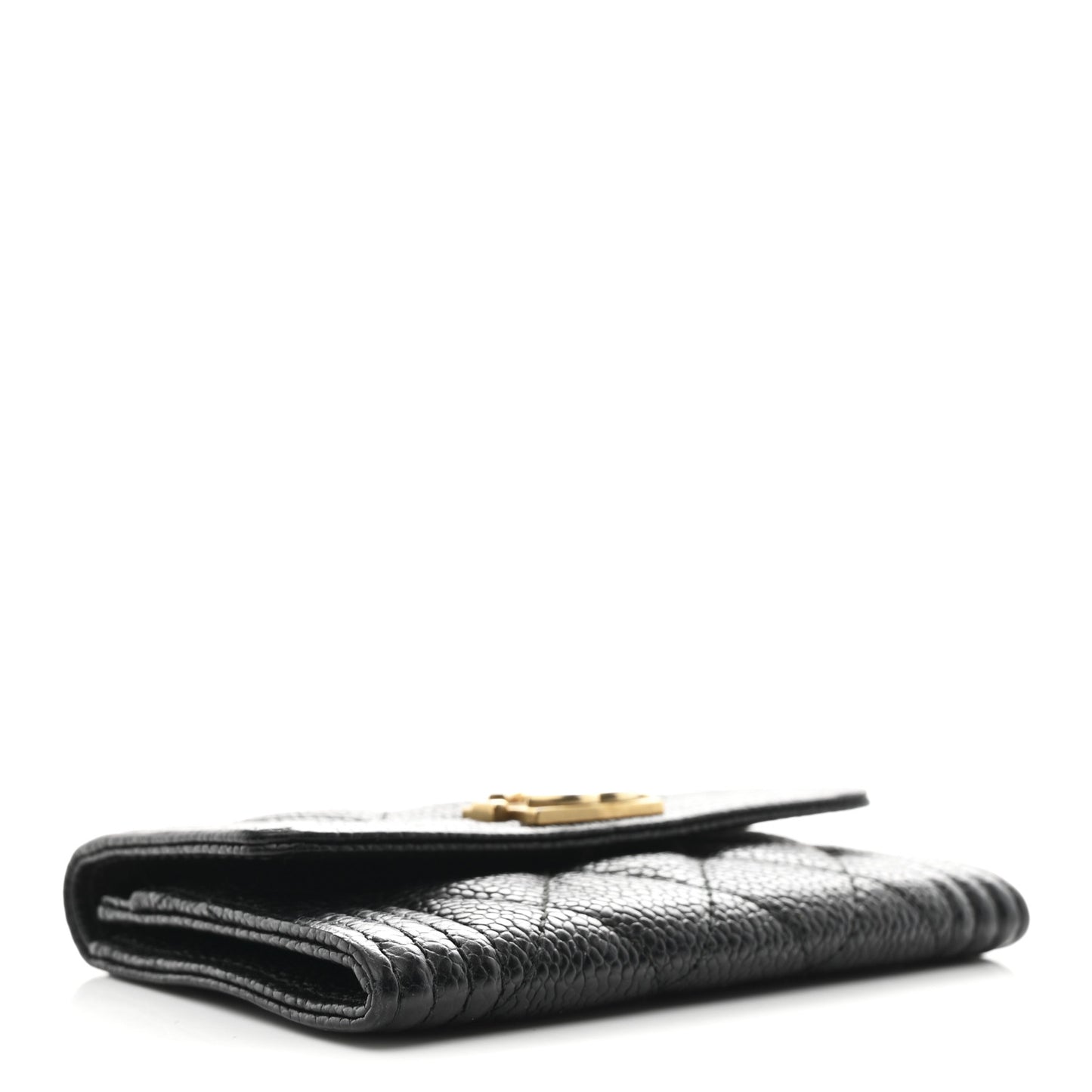 Caviar Quilted Boy Flap Card Holder Black
