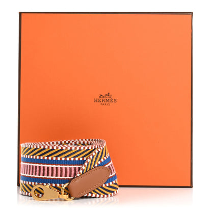 Hermes Toile Swift 50mm Sangle Cavale Shoulder Strap Ambre Rose D'Ete Gold 6 of 6