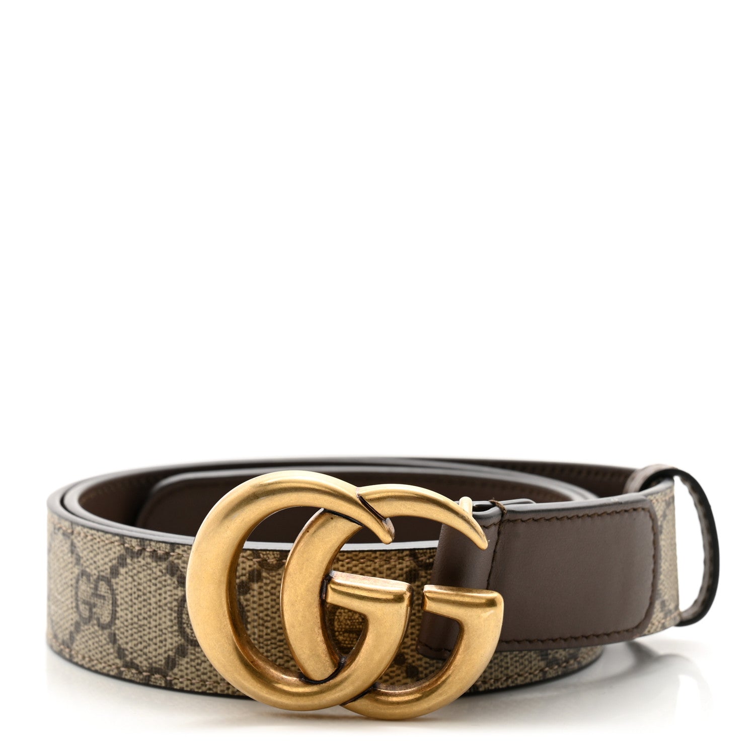 Gucci GG Supreme Monogram Matte Plutone Calfskin Double G 30mm Belt 85 34 Beige Ebony New Acero 1 of 8