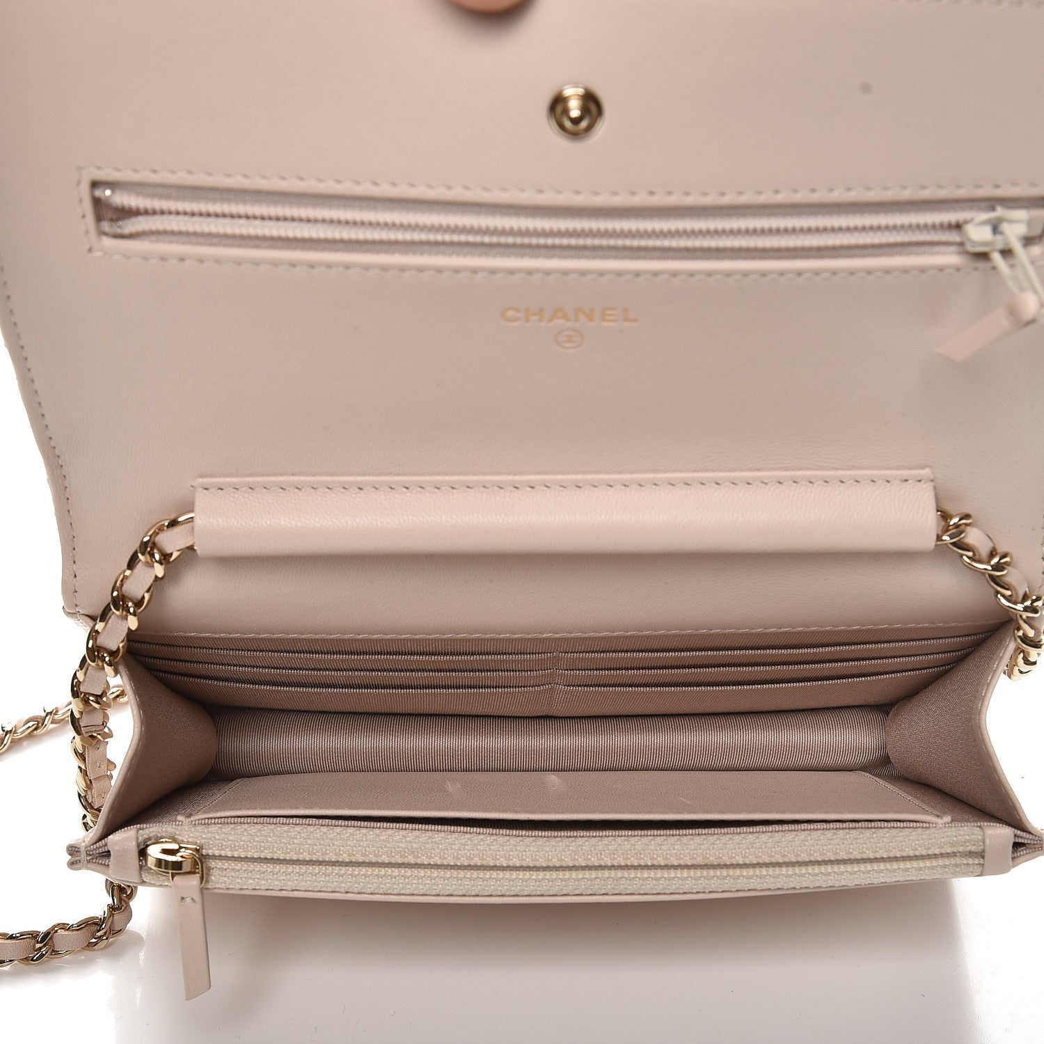Chanel Lambskin Quilted Wallet On Chain WOC Beige Clair 5 of 8
