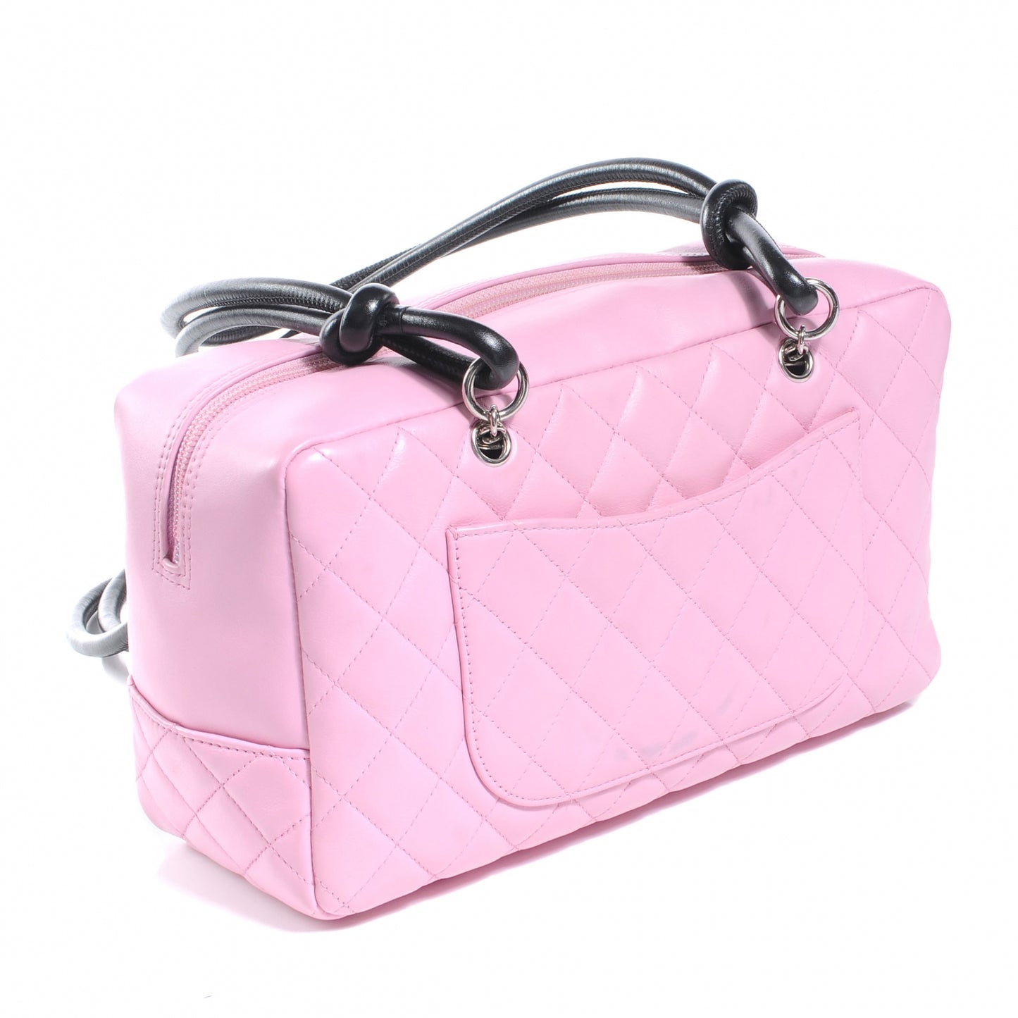 Calfskin Quilted Large Cambon Bowler Pink Black