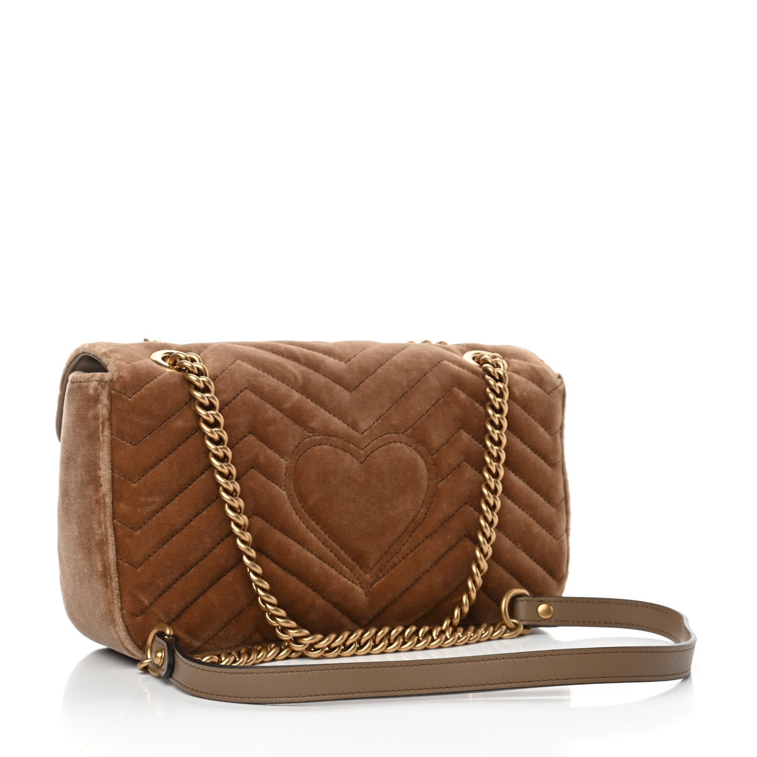 Gucci Velvet Matelasse Small GG Marmont Shoulder Bag Taupe 3 of 10