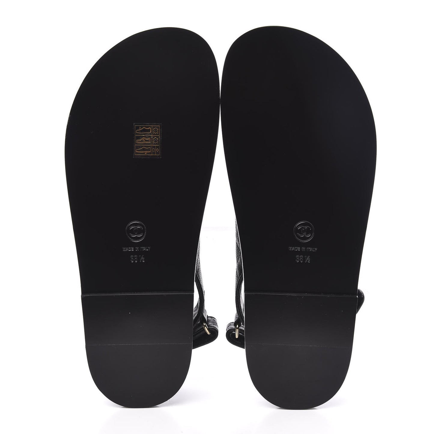 Grained Calfskin Velcro Dad Sandals 38.5 Black