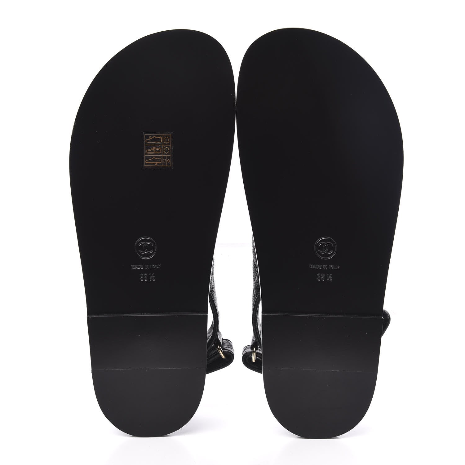 Chanel Grained Calfskin Velcro Dad Sandals 38.5 Black 5 of 9