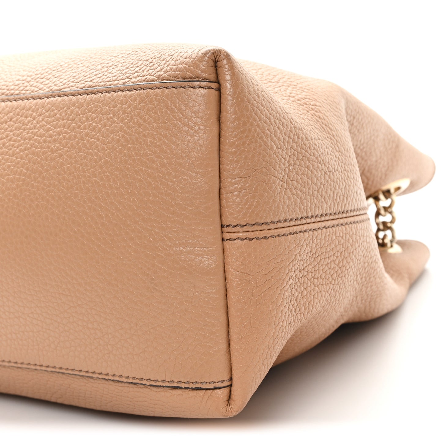 Pebbled Calfskin Medium Soho Chain Shoulder Bag Camelia