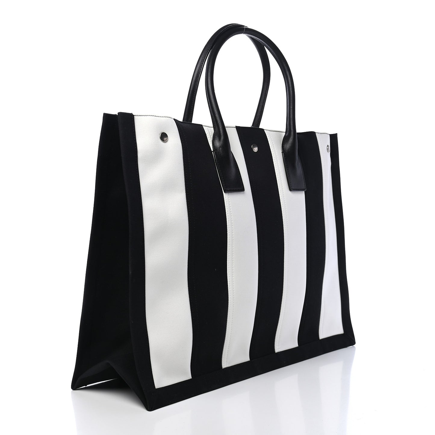 Canvas Noe Striped Tote Black White