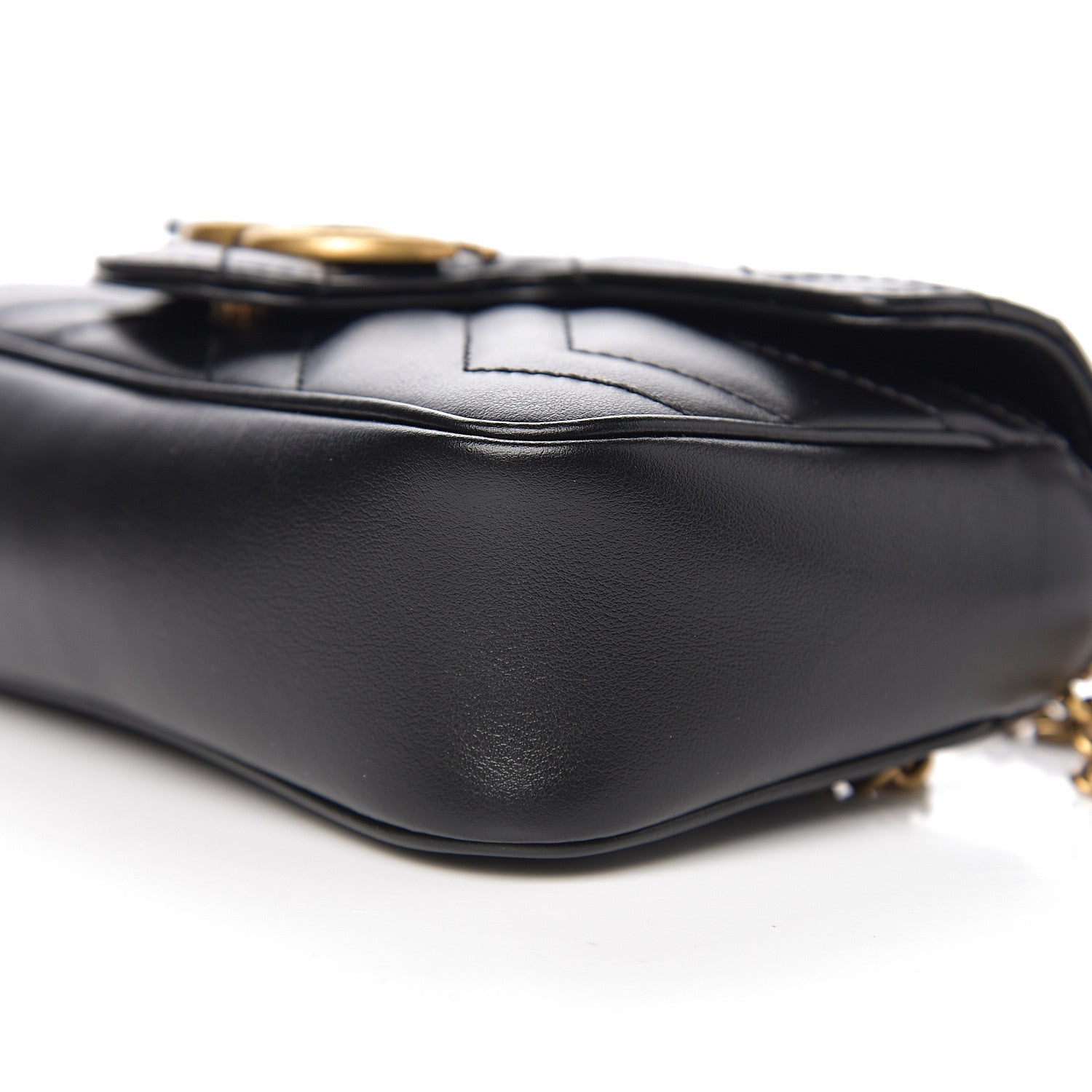 Gucci Calfskin Matelasse Super Mini GG Marmont Shoulder Bag Black 8 of 10