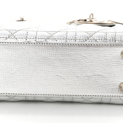 Christian Dior CHRISTIAN DIOR Metallic Grained Calfskin Cannage Small Lucky Badges My Lady Dior Silver 14 of 14