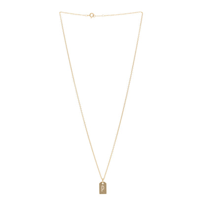 Tiffany 18K Yellow Gold Diamond Letter P Tag Pendant Necklace 3 of 4
