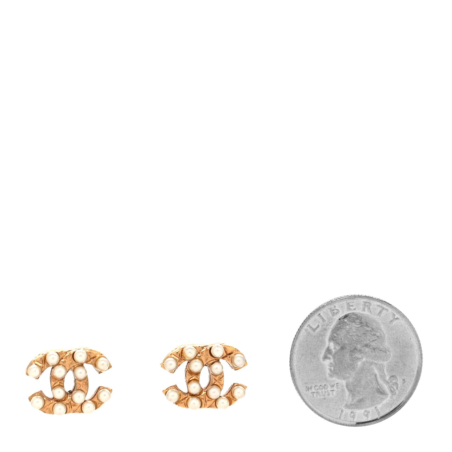 Pearl CC Earrings Light Gold
