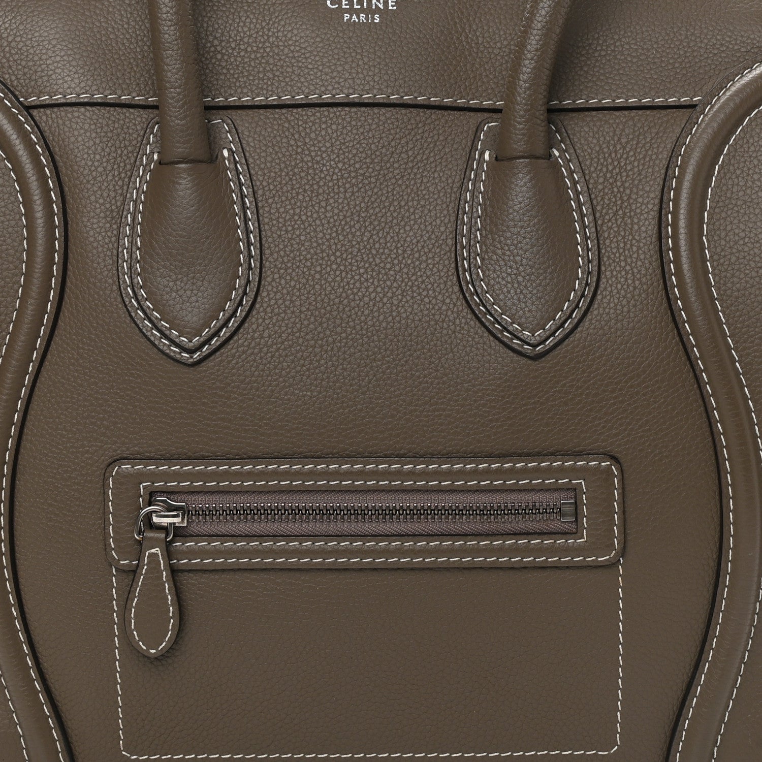 Celine Drummed Calfskin Mini Luggage Souris 8 of 13
