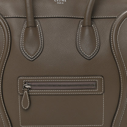 Celine Drummed Calfskin Mini Luggage Souris 8 of 13