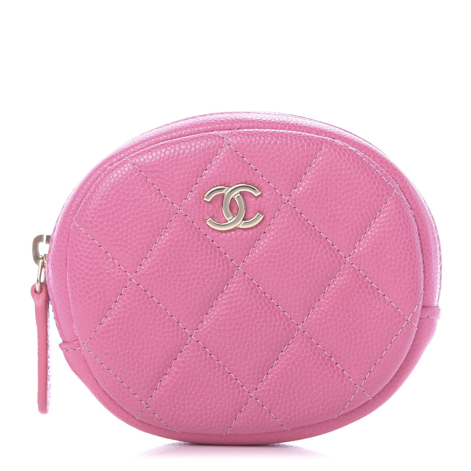 Chanel Shiny Caviar Quilted Zip Around Classic Coin Purse Pink 1 of 10