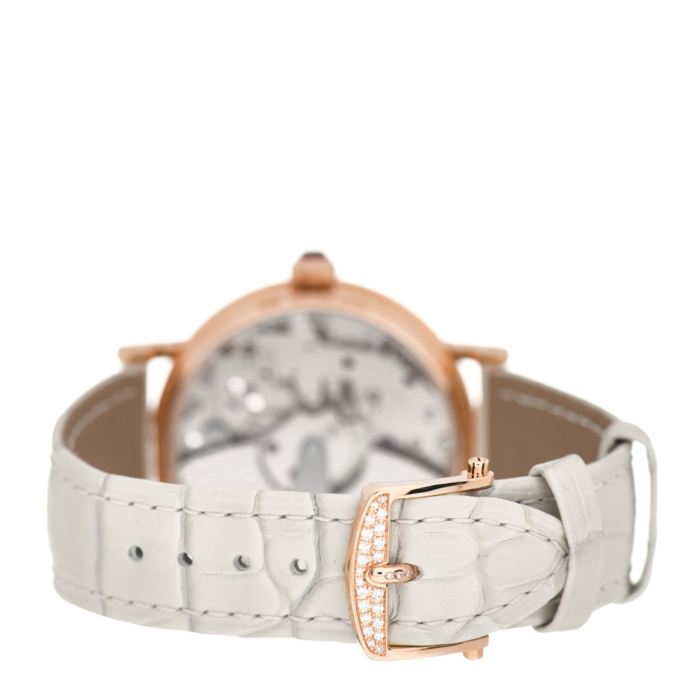 18K Rose Gold Alligator Diamond Bezel 38mm Tradition Dame Skeleton Automatic Watch 7038BR/18/9V6