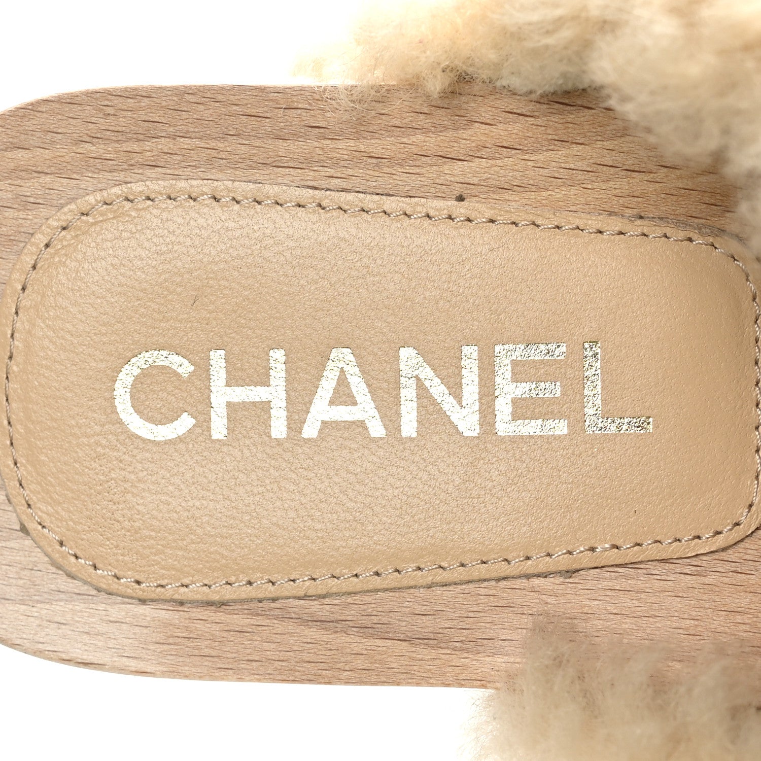 Chanel Shearling Lambskin Clogs 38 Beige 9 of 9
