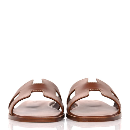 Hermes Box Calfskin Oran Sandals 36 Gold 2 of 10