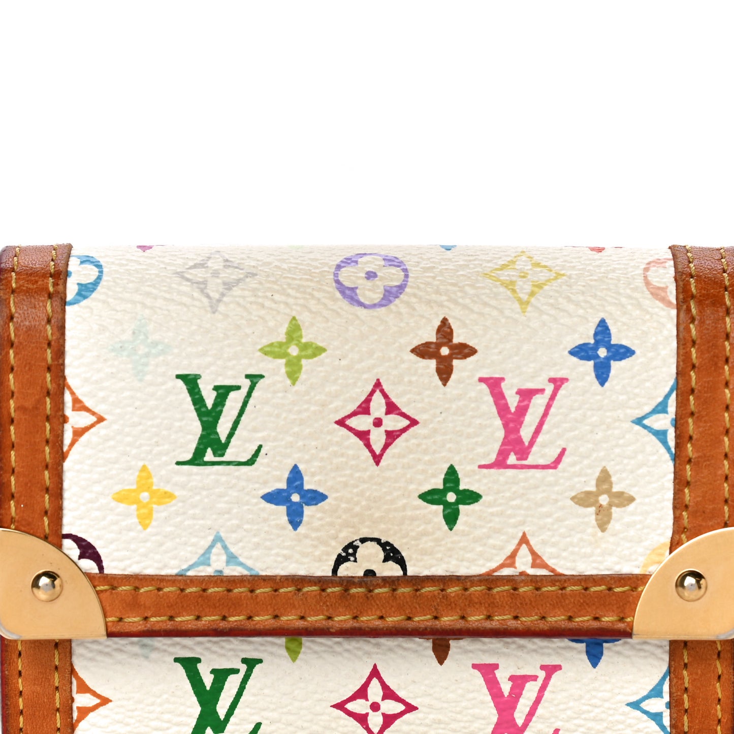Monogram Multicolor Porte-Monnaie Plat Coin Purse White