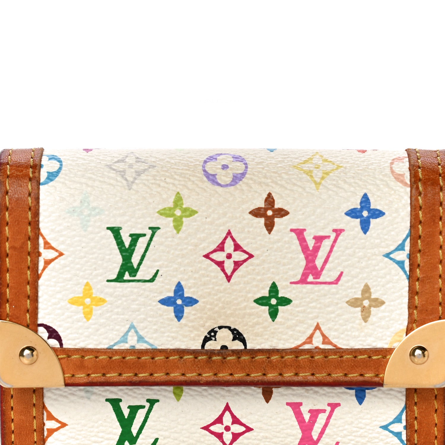 Louis Vuitton Monogram Multicolor Porte-Monnaie Plat Coin Purse White 5 of 15