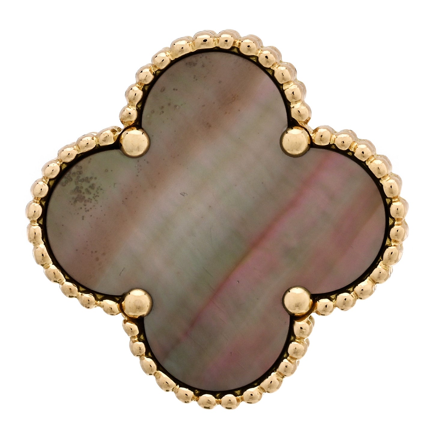 18K Yellow Gold Gray Mother of Pearl Magic Alhambra Ring 53 6.5