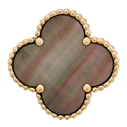 Van Cleef & Arpels 18K Yellow Gold Gray Mother of Pearl Magic Alhambra Ring 53 6.5 1 of 5