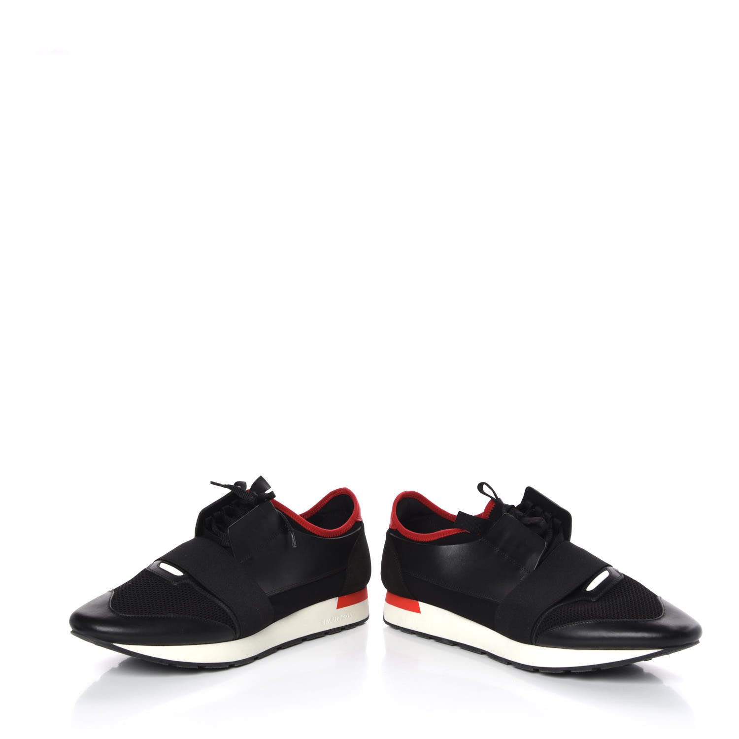 Balenciaga Mesh Calfskin Neoprene Mens Race Runner Sneakers 46 Black Red 6 of 11