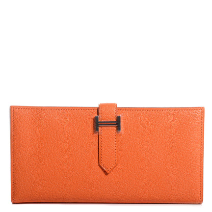 Hermes Chevre Mysore Bearn Wallet Orange 1 of 10
