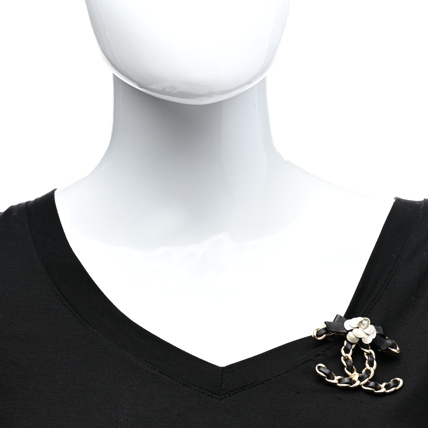 Chanel Lambskin Chain CC Camellia Brooch Black Gold 2 of 4