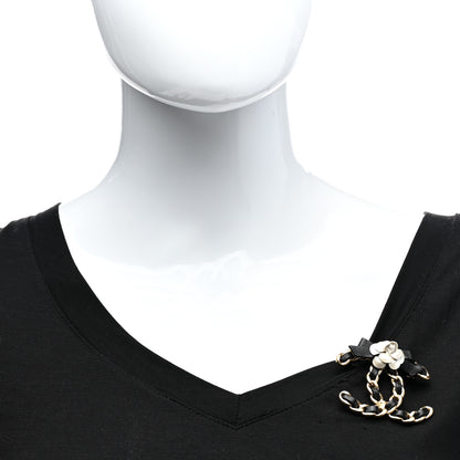 Chanel Lambskin Chain CC Camellia Brooch Black Gold 2 of 4