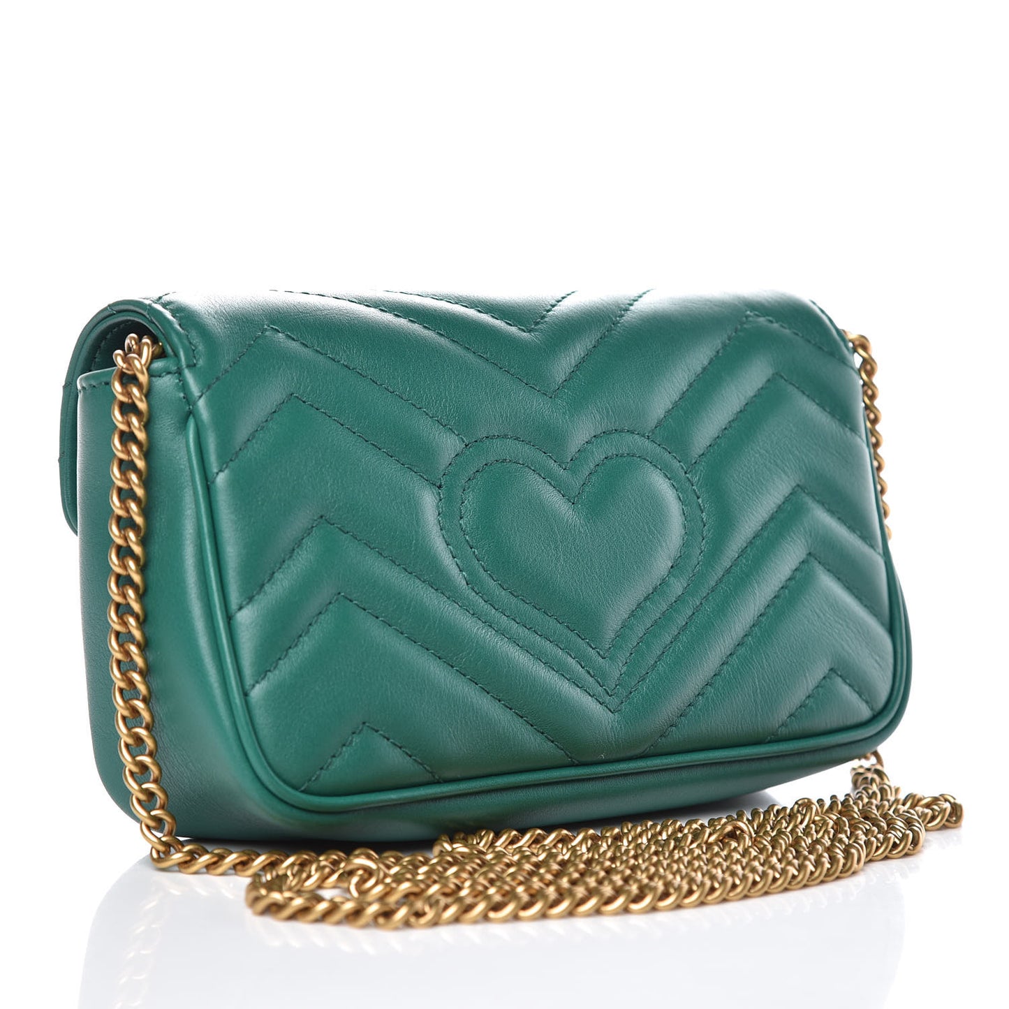 Calfskin Matelasse Super Mini GG Marmont Shoulder Bag Emerald Green