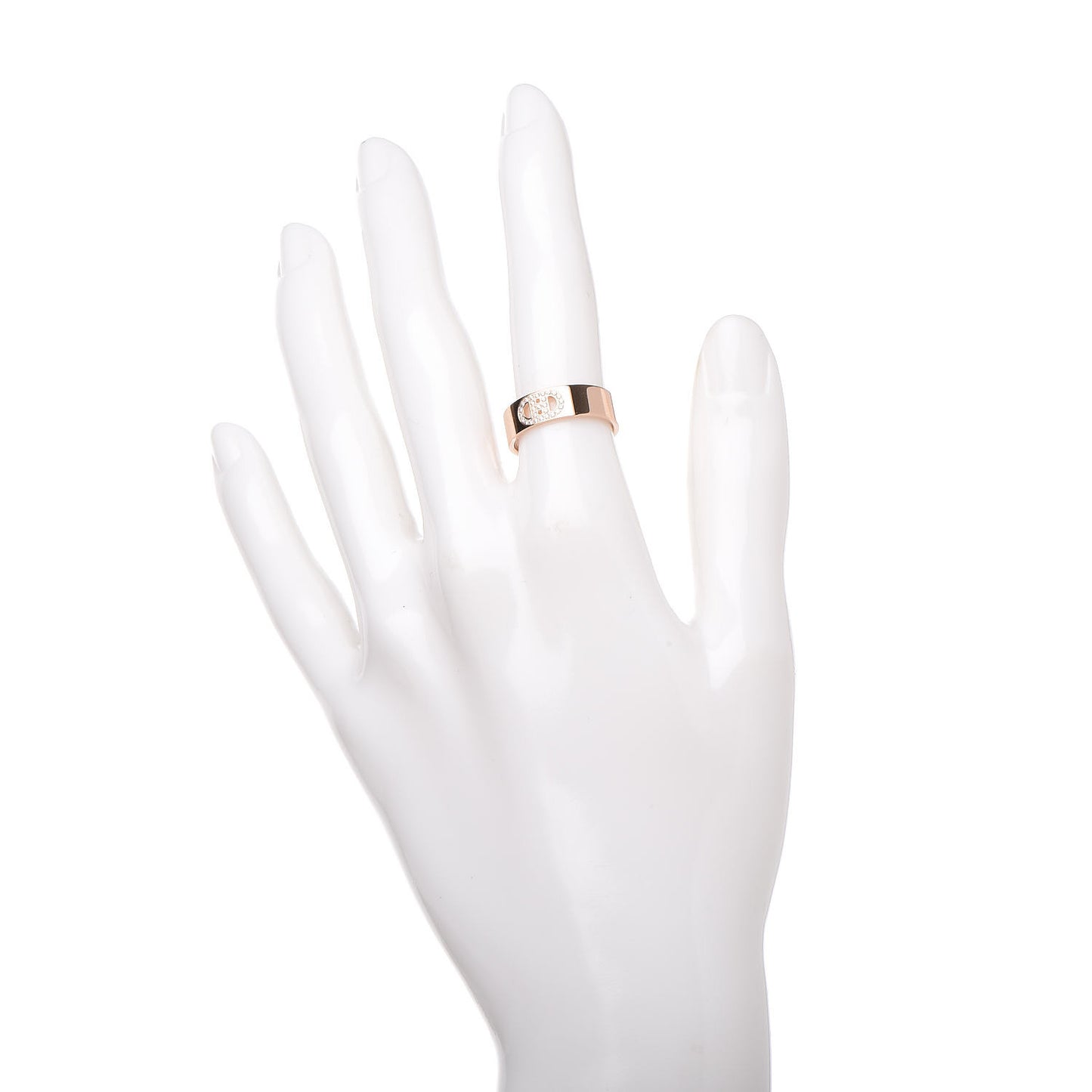 18K Rose Gold Diamond PM H D'Ancre Ring 50 5.5