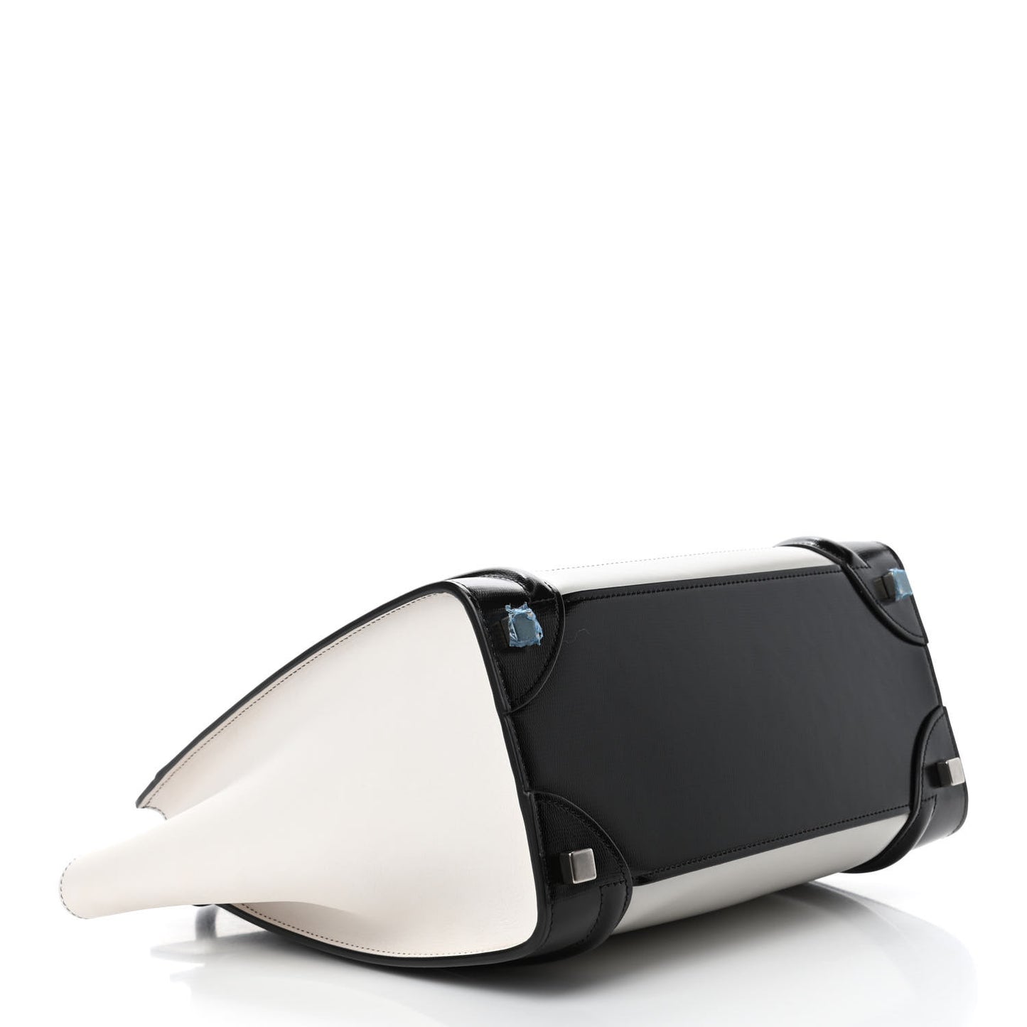 Sleek Calfskin Micro Bi-Color Luggage Black White