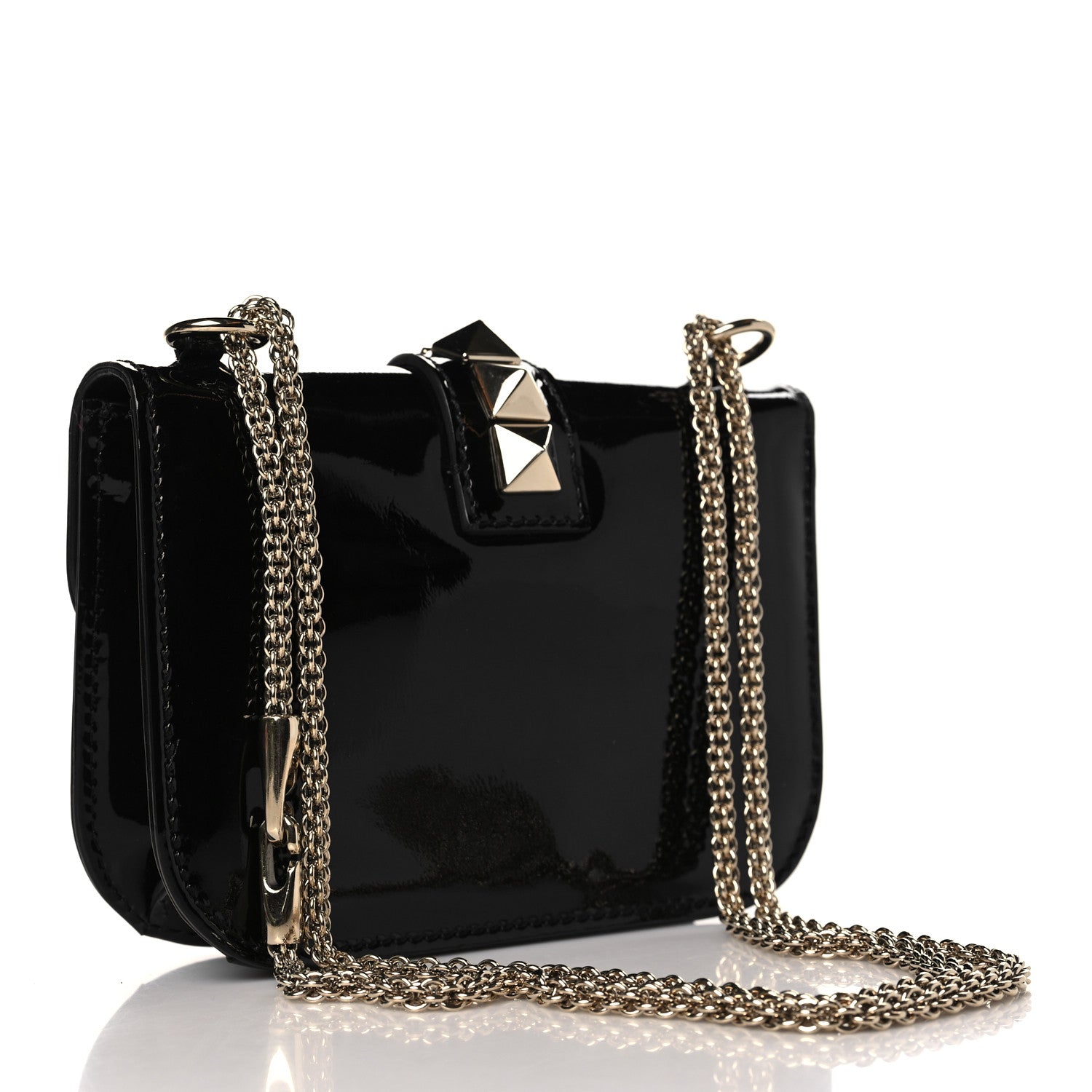 Valentino Garavani Patent Small Glam Lock Rockstud Flap Black 2 of 7