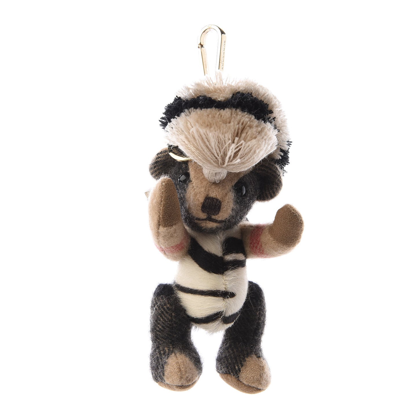 Cashmere Calf Hair Zebra Print Thomas Bear Keychain Charm
