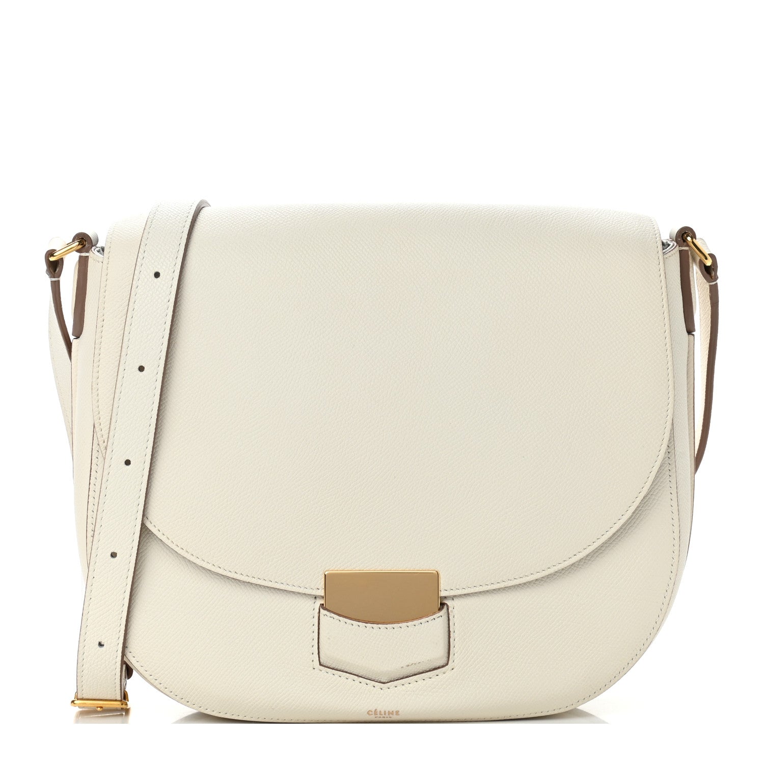 Celine Grained Calfskin Small Trotteur White 1 of 8