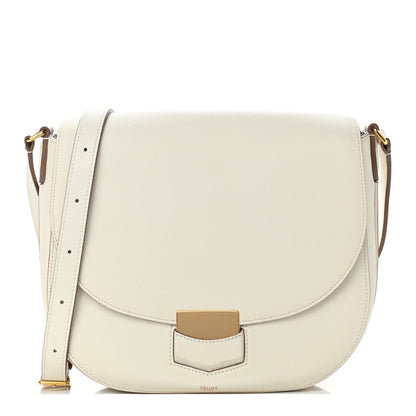 Celine Grained Calfskin Small Trotteur White 1 of 8
