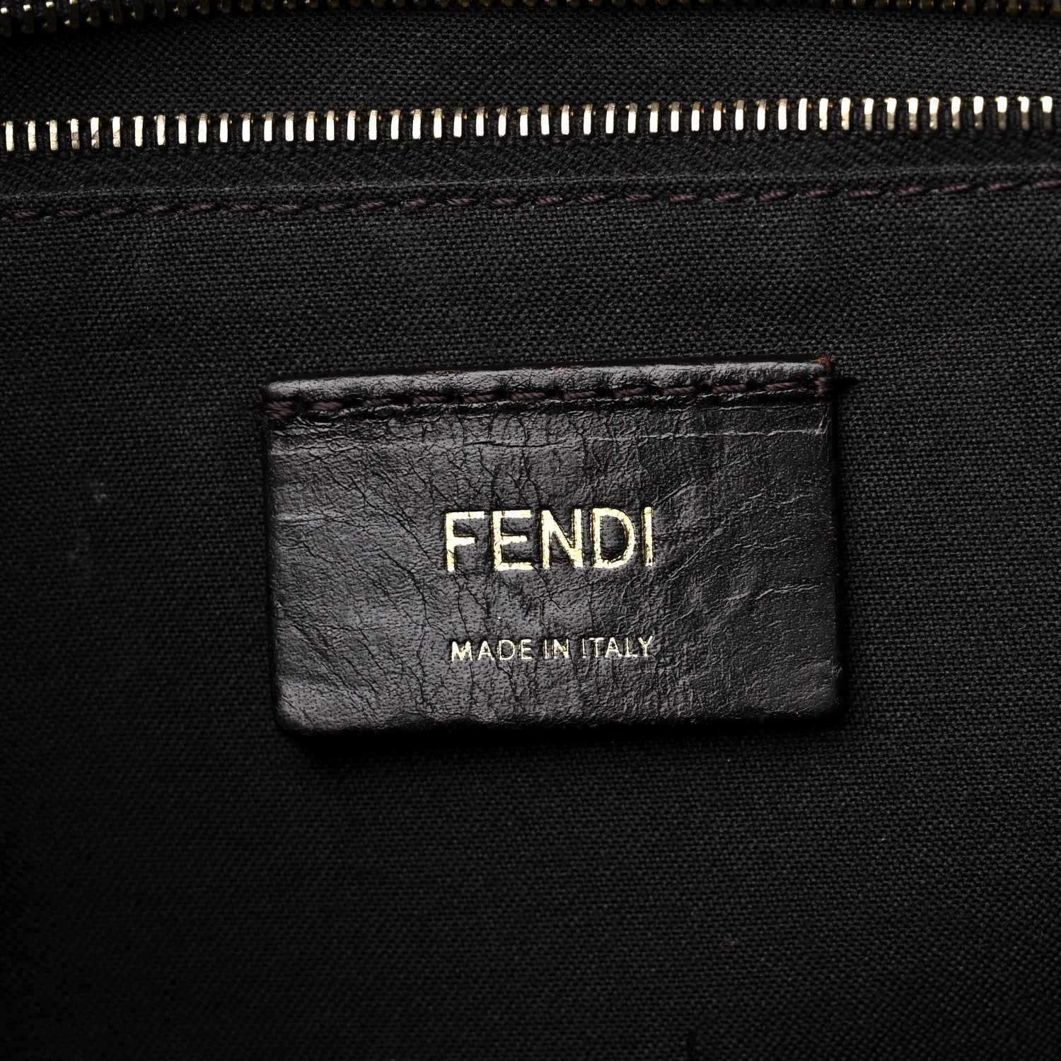 Fendi Pequin Spalmati Vitello Flamingo Shoulder Bag Tobacco Blue Neon 6 of 17