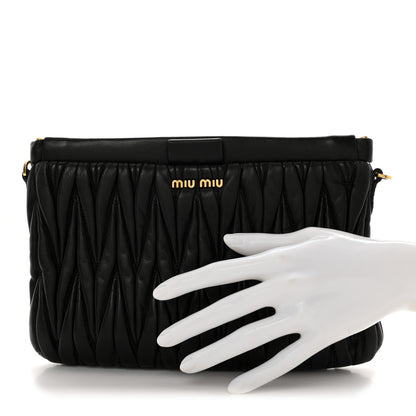 Miu Miu Nappa Matelasse Crossbody Clutch Black 2 of 7