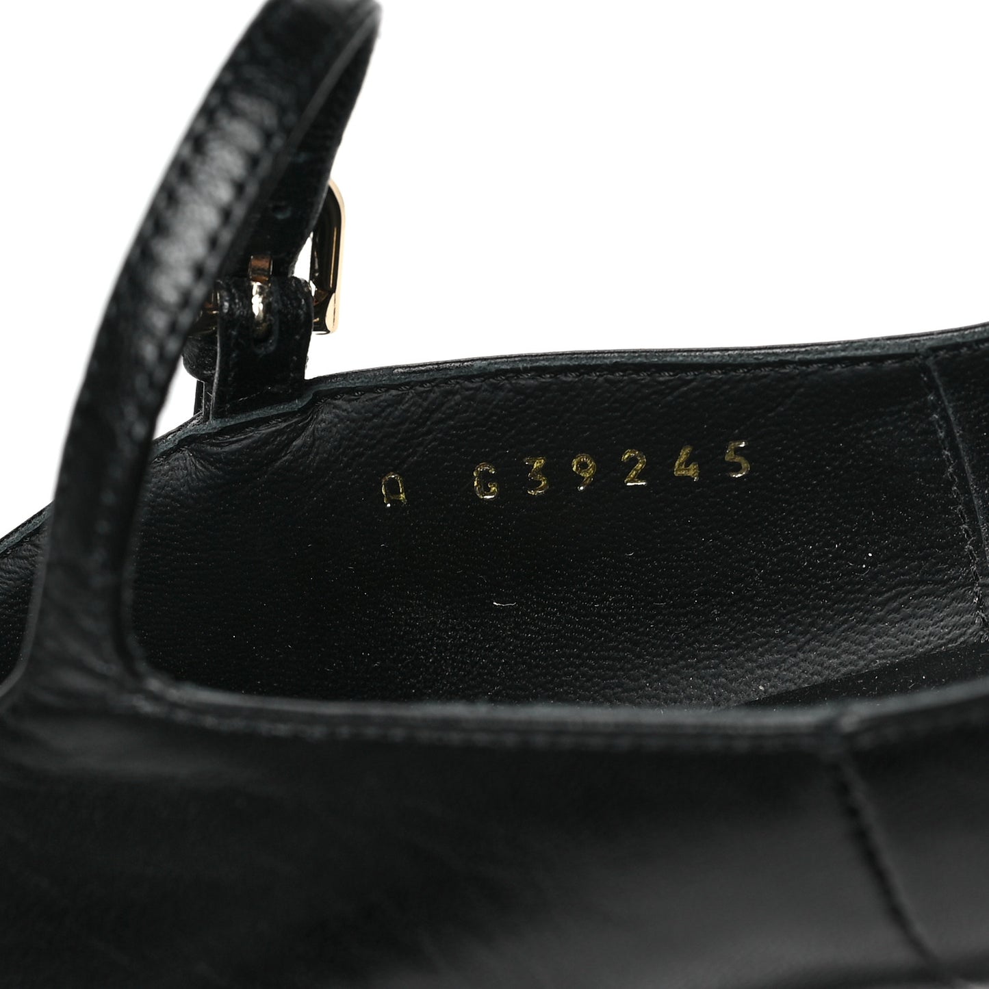 Shiny Goatskin Pearls Cap Toe Open Slingback Pumps 39.5 Black
