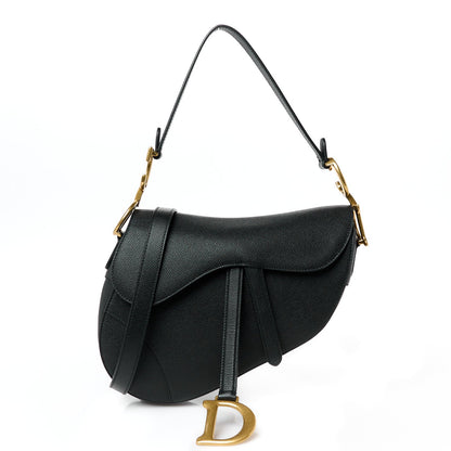 Christian Dior Grained Calfskin Saddle Bag With Strap Black 1 of 9