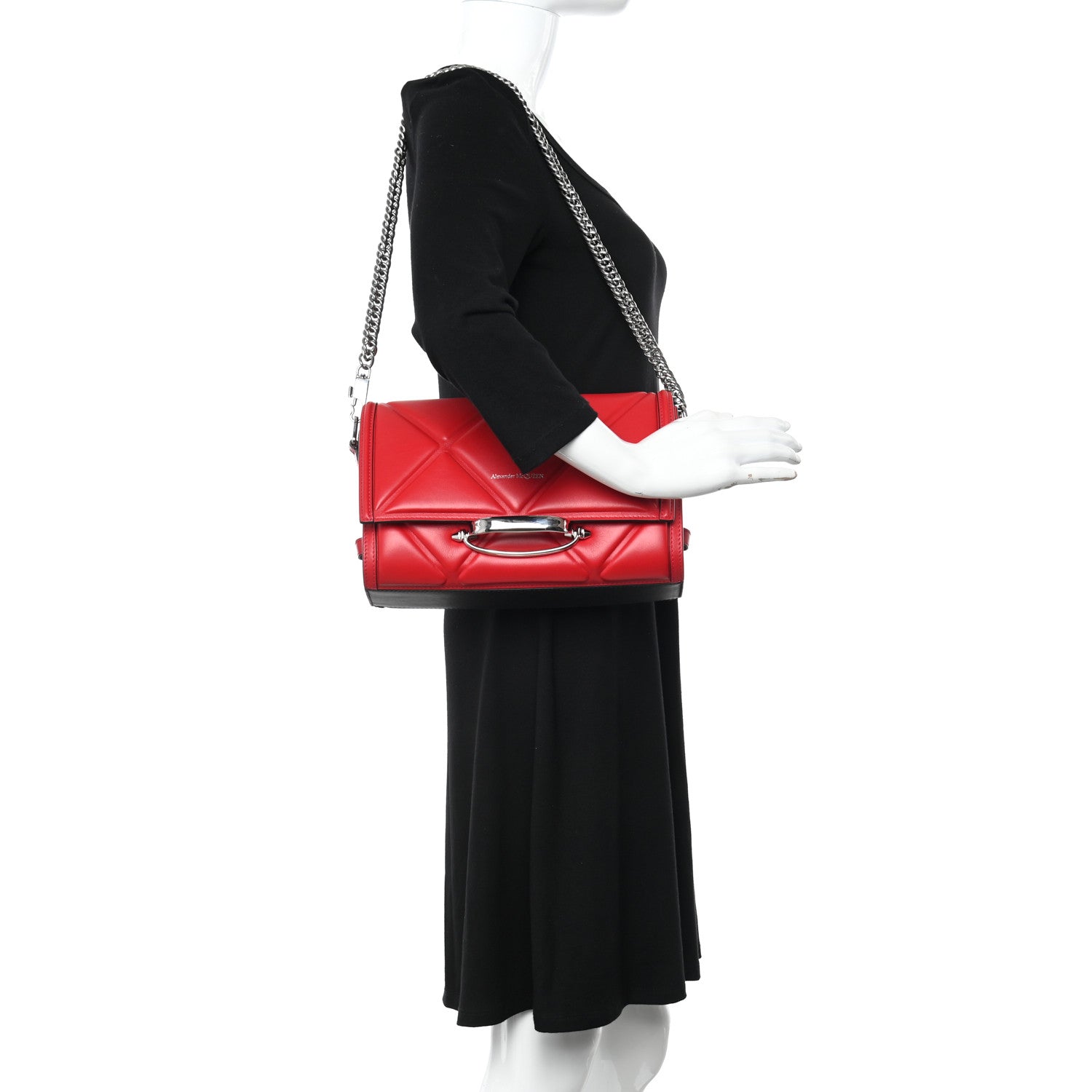 Alexander McQueen Calfskin The Story Quilted Shoulder Bag Red 2 of 15